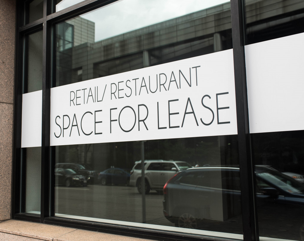 Signage of a restaurant for lease