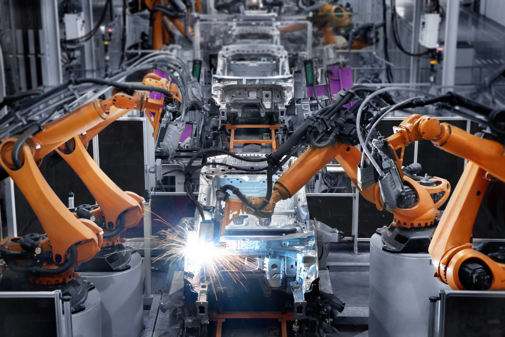 Robot used to assemble a car at a manufacturing facility.
