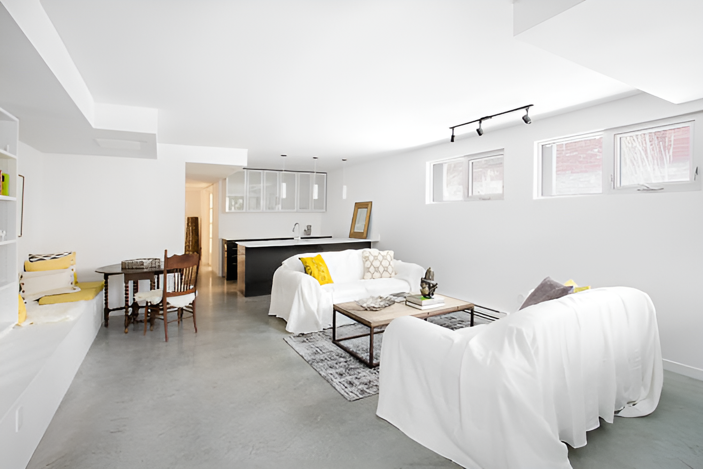 basement with waterproof flooring